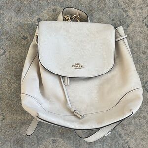Coach white leather backpack